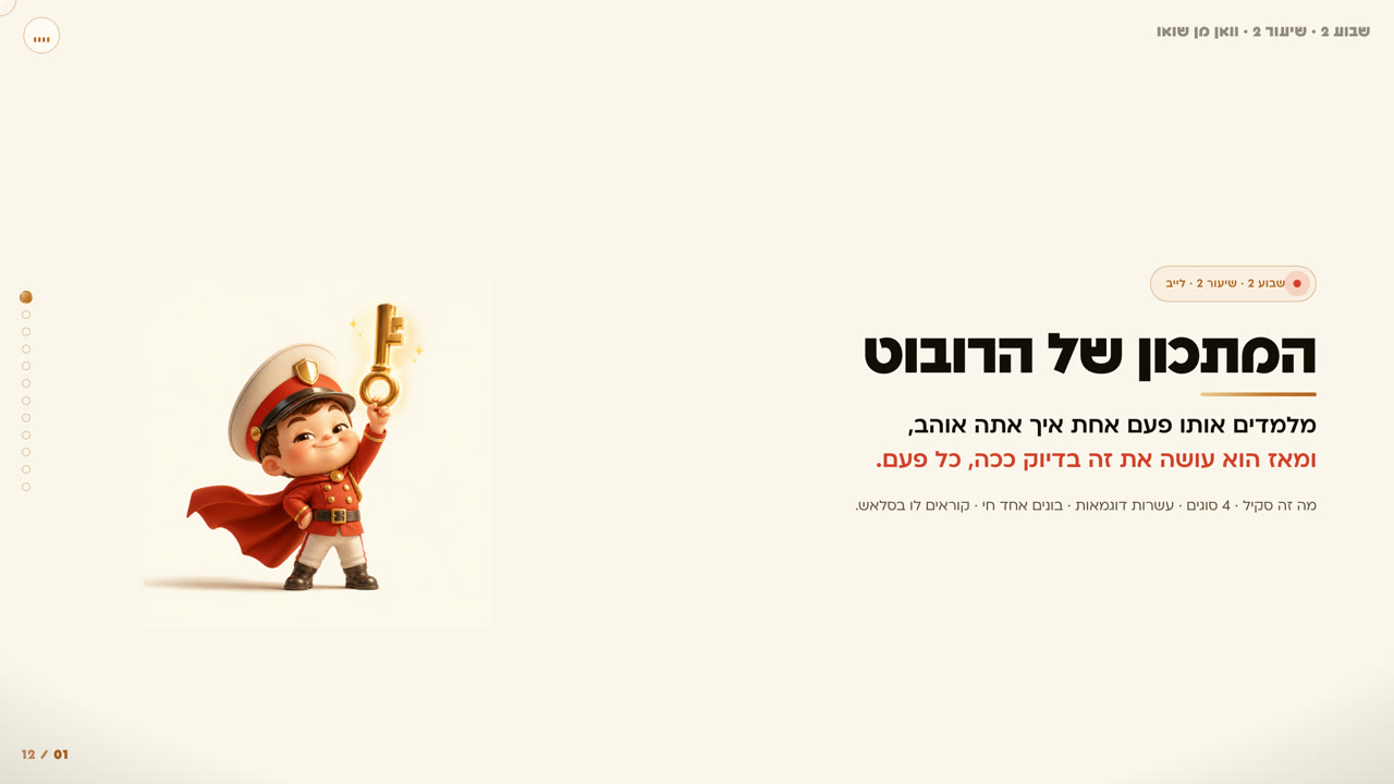 שיעור מתוך הקורס — המתכון של הרובוט
